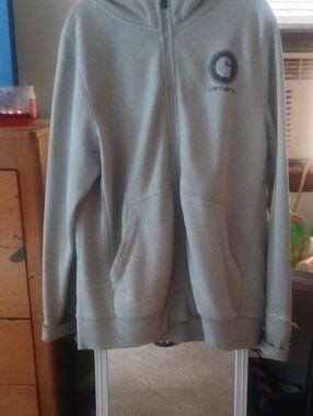 Carhartt Sage Green Full-Zip Hoodie with Chest Logo